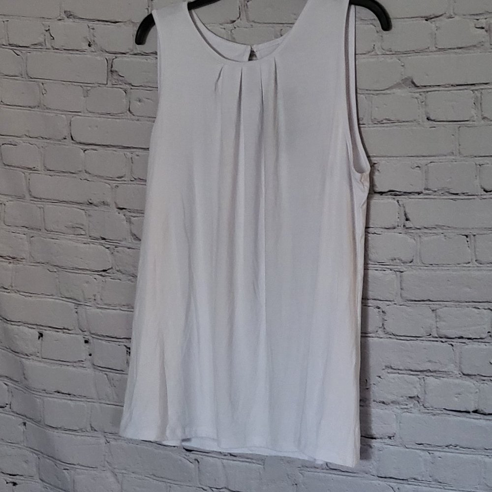 Tasamo, Size: 2XL, White Pleated Tank Top